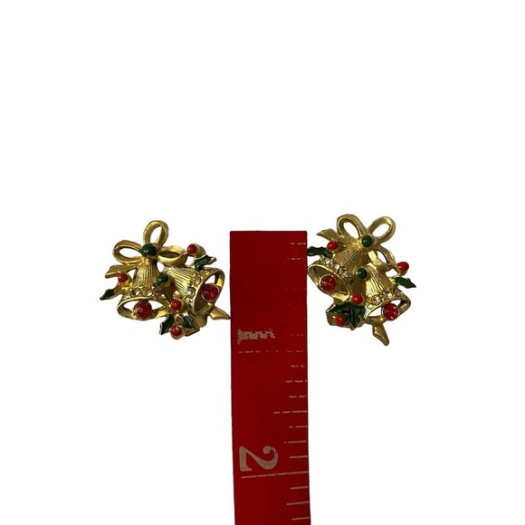 Vintage Christmas Bell clip on holiday earrings - Picture 4 of 6